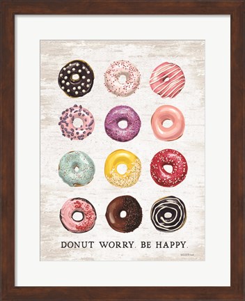 Framed Donut Worry - Be Happy Print