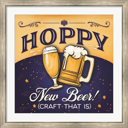 Framed Hoppy New Beer! Print