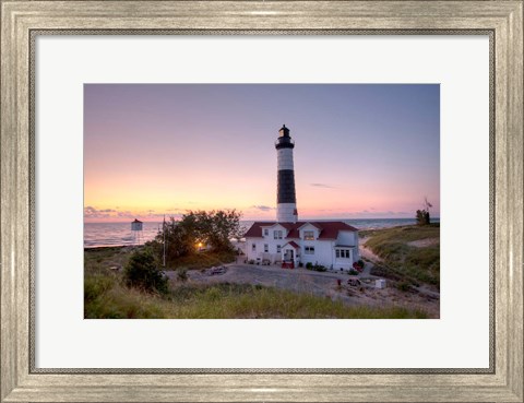 Framed Big Sable Point Lighthouse At Sunset Print