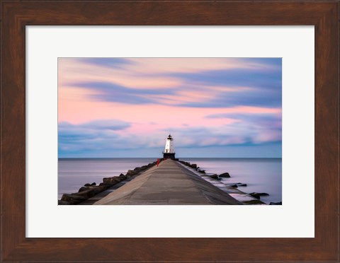 Framed Ludington North Breakwater Light Sunrise Print
