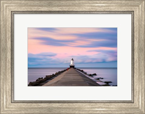 Framed Ludington North Breakwater Light Sunrise Print