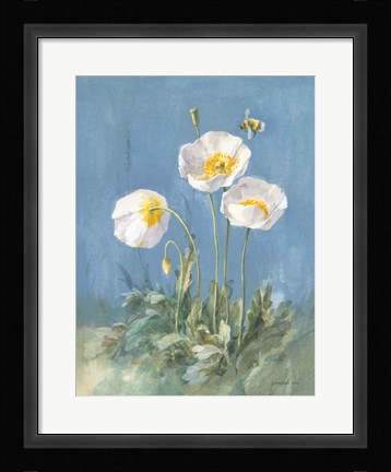 Framed White Poppies II Print