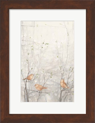 Framed Birds in Trees I Brown Print