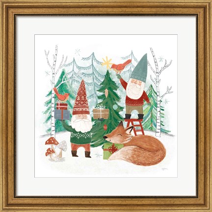 Framed Woodland Gnomes I Print