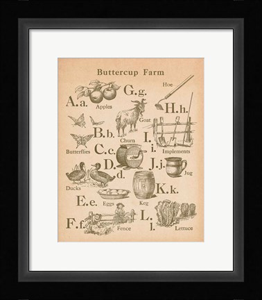 Framed Vintage Alphabet I Print