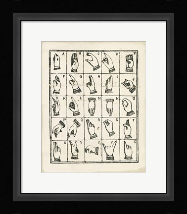 Framed Vintage Sign Language Alphabet Print