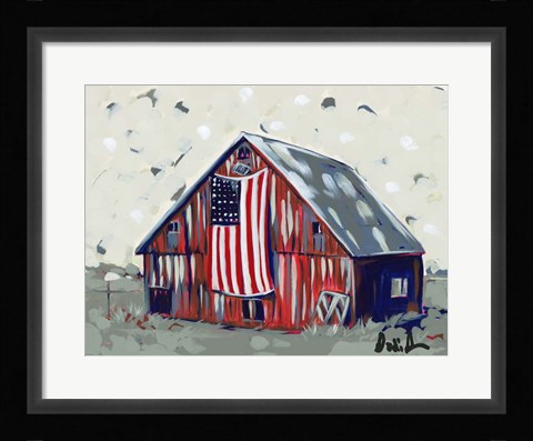Framed Farm Pop Barn I-Flag Print