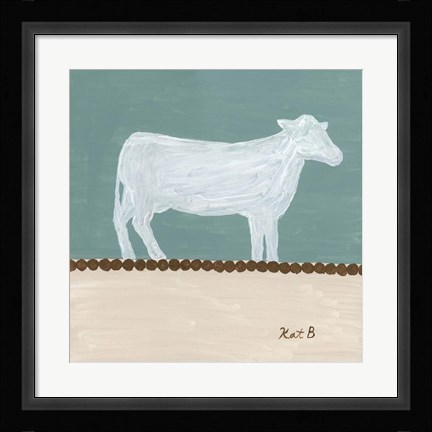 Framed Out to Pasture V  White Cow Print