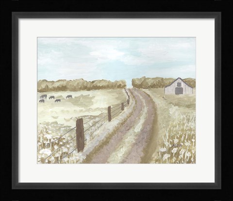 Framed Barn Road Fence Print