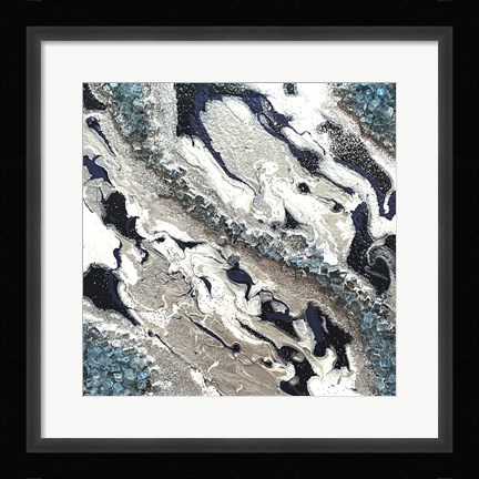 Framed Blue Silver Marble II Print
