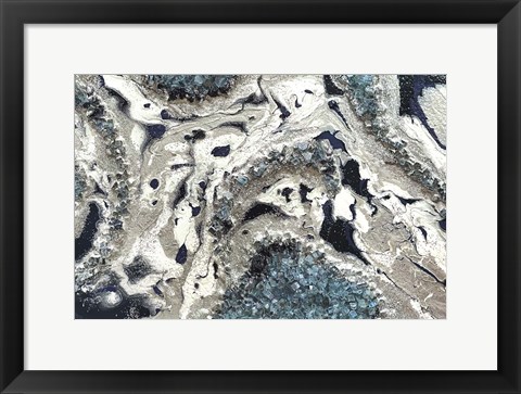 Framed Blue Silver Marble landscape Print