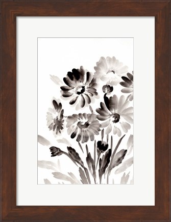 Framed Simple Black Daisies Print