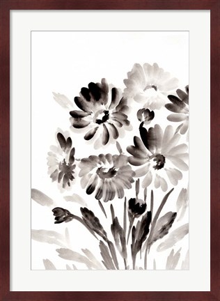Framed Simple Black Daisies Print