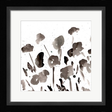 Framed Simple Black Poppies I Print