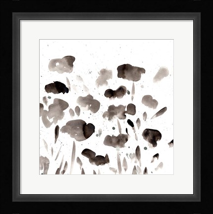 Framed Simple Black Poppies II Print
