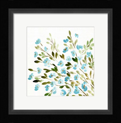 Framed Sketchy Blossoms Blue Print