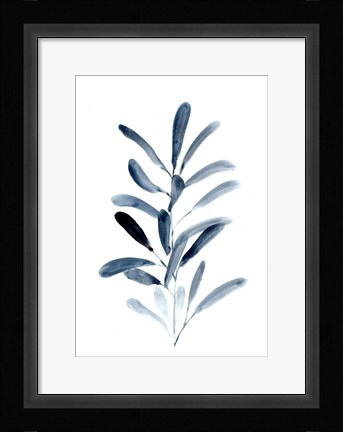 Framed Farmhouse Leaves blue III Print
