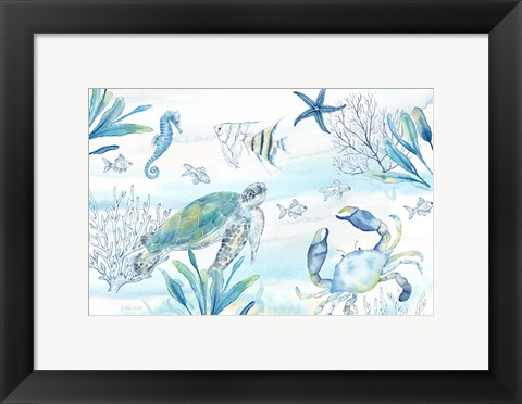 Framed Great Blue Sea I Print