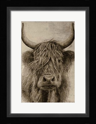 Framed Highland rustic portrait Print