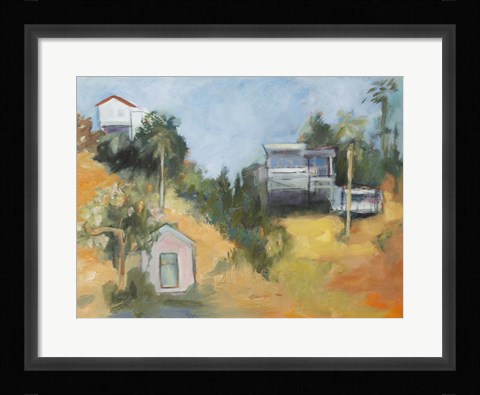 Framed Pink House amid Palms Print