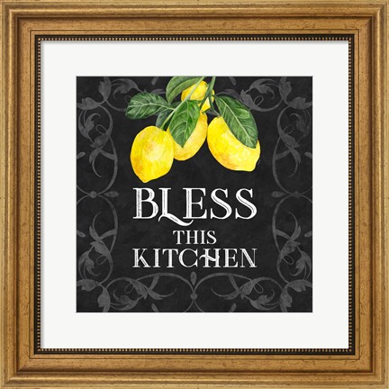 Framed Live with Zest sentiment I-Bless this Kitchen Print