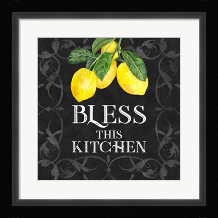 Framed Live with Zest sentiment I-Bless this Kitchen Print