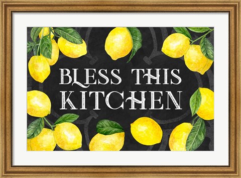 Framed Live with Zest sentiment landscape I-Bless this Kitchen Print
