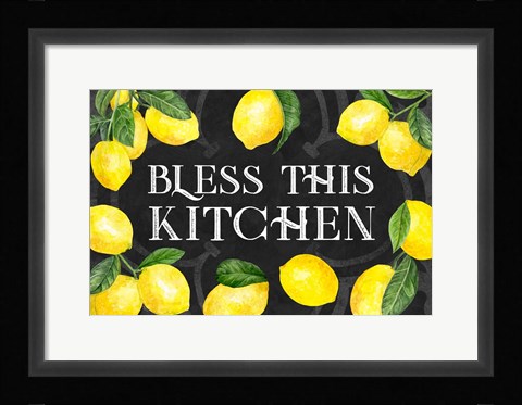 Framed Live with Zest sentiment landscape I-Bless this Kitchen Print