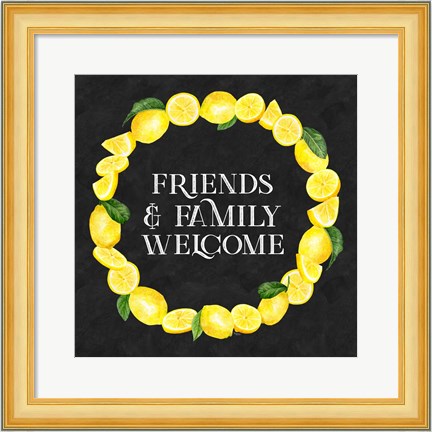 Framed Live with Zest wreath sentiment III-Friends &amp; Family Print