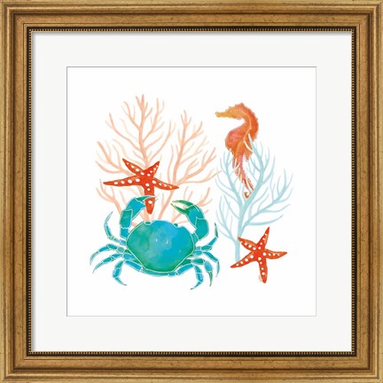 Framed Coral Aqua VII Print