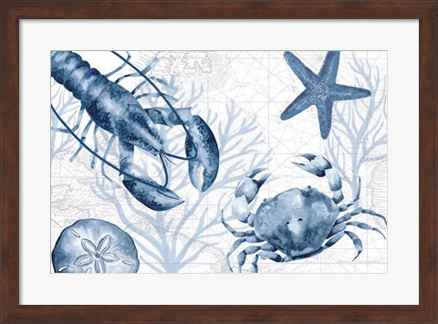 Framed Deep Blue Sea III on White Print
