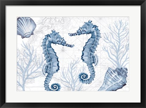 Framed Deep Blue Sea IV on White Print