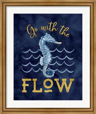 Framed Deep Blue Sea XII on Navy Print