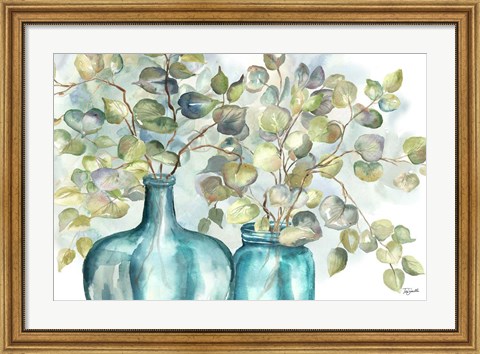 Framed Eucalyptus in Mason Jar I Print