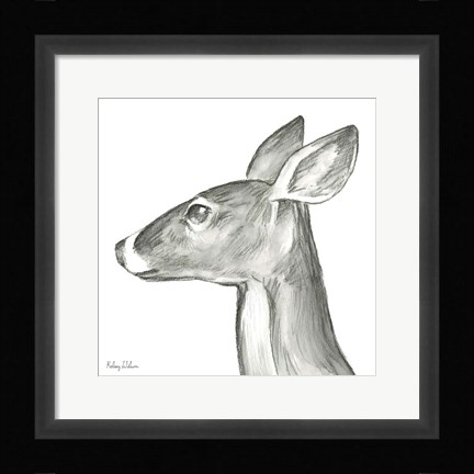 Framed Watercolor Pencil Forest VII-Doe Print