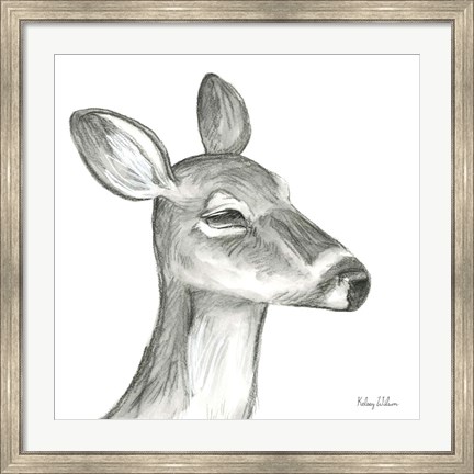 Framed Watercolor Pencil Forest IX-Fawn Print