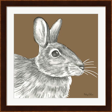 Framed Watercolor Pencil Forest color II-Rabbit Print
