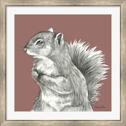Framed Watercolor Pencil Forest color IV-Squirrel Print