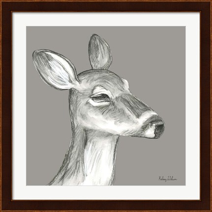 Framed Watercolor Pencil Forest color IX-Fawn Print
