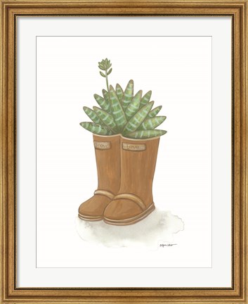 Framed Garden Boots Cactus Print