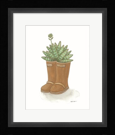 Framed Garden Boots Cactus Print