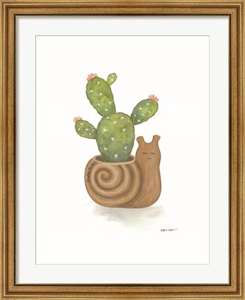 Framed Snail Planter Cactus Print