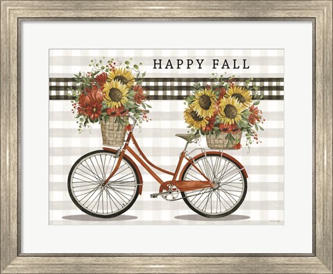 Framed Happy Fall Bicycle Print