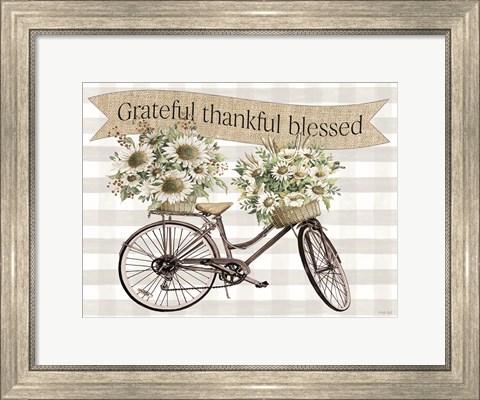 Framed Grateful, Thankful, Blessed Bicycle Print