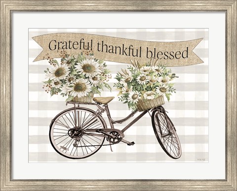 Framed Grateful, Thankful, Blessed Bicycle Print