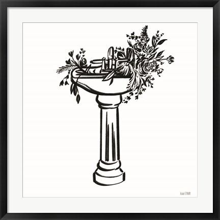 Framed Vintage Floral Sink Print