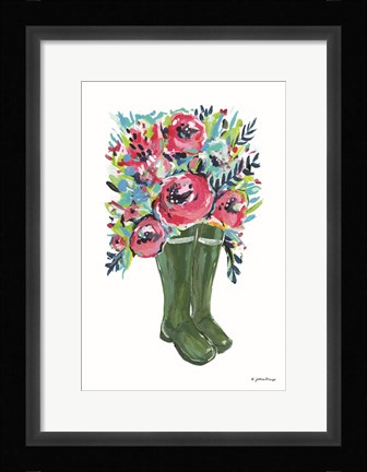 Framed Rainboots and Ranunculus Print