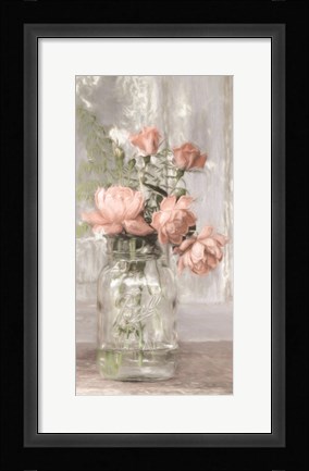 Framed Cottage Peach Roses Print