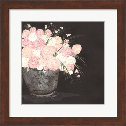 Framed Ranunculus Spray Pink Print