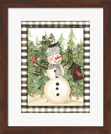Framed Snowman and Birdhouse Print